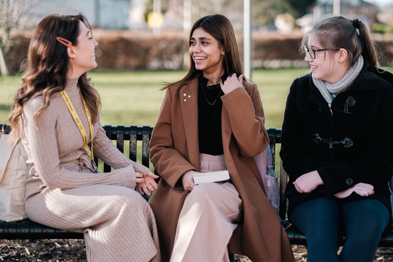 Students talking on campus