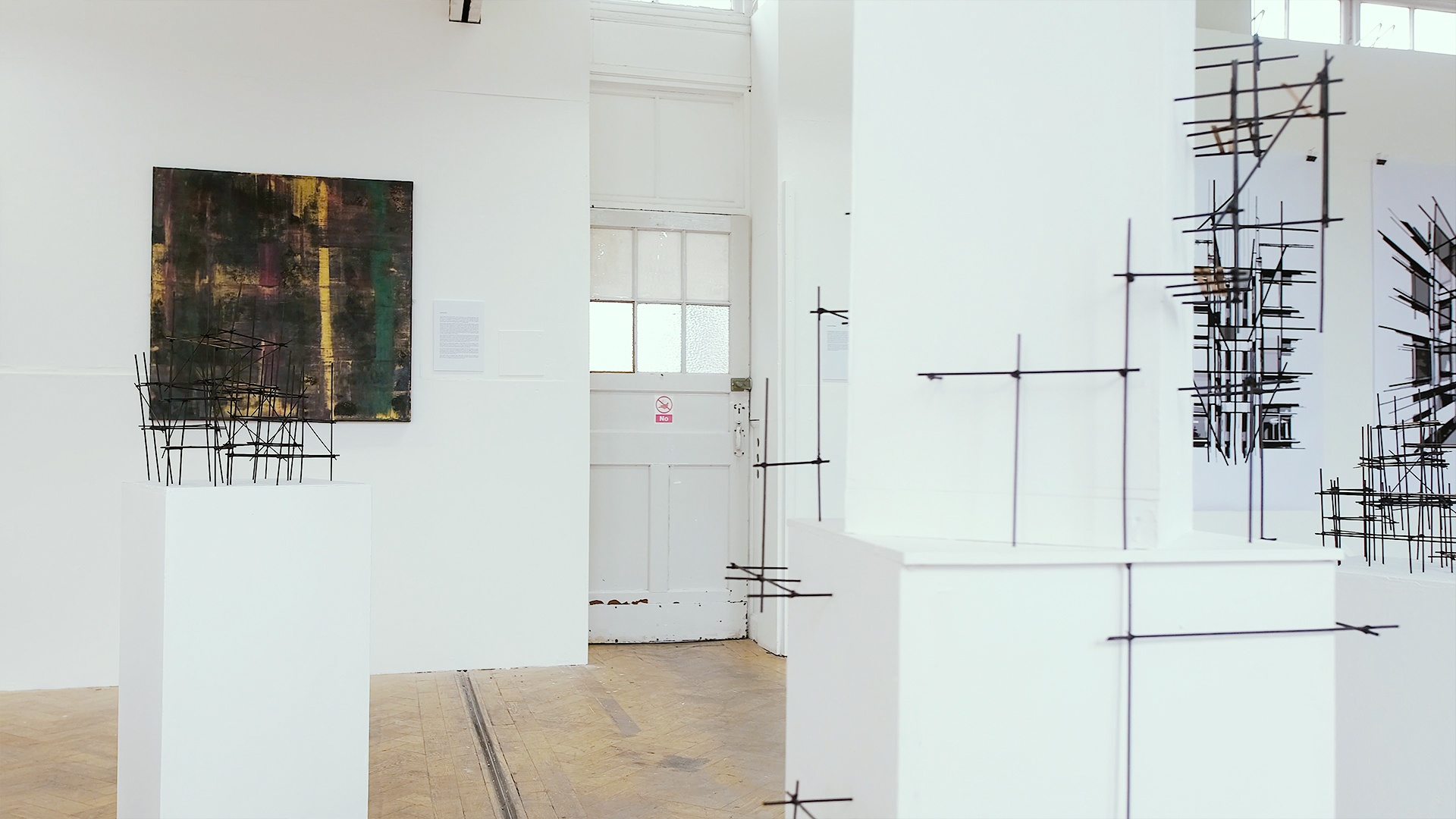 Art and design work being showcased in a gallery