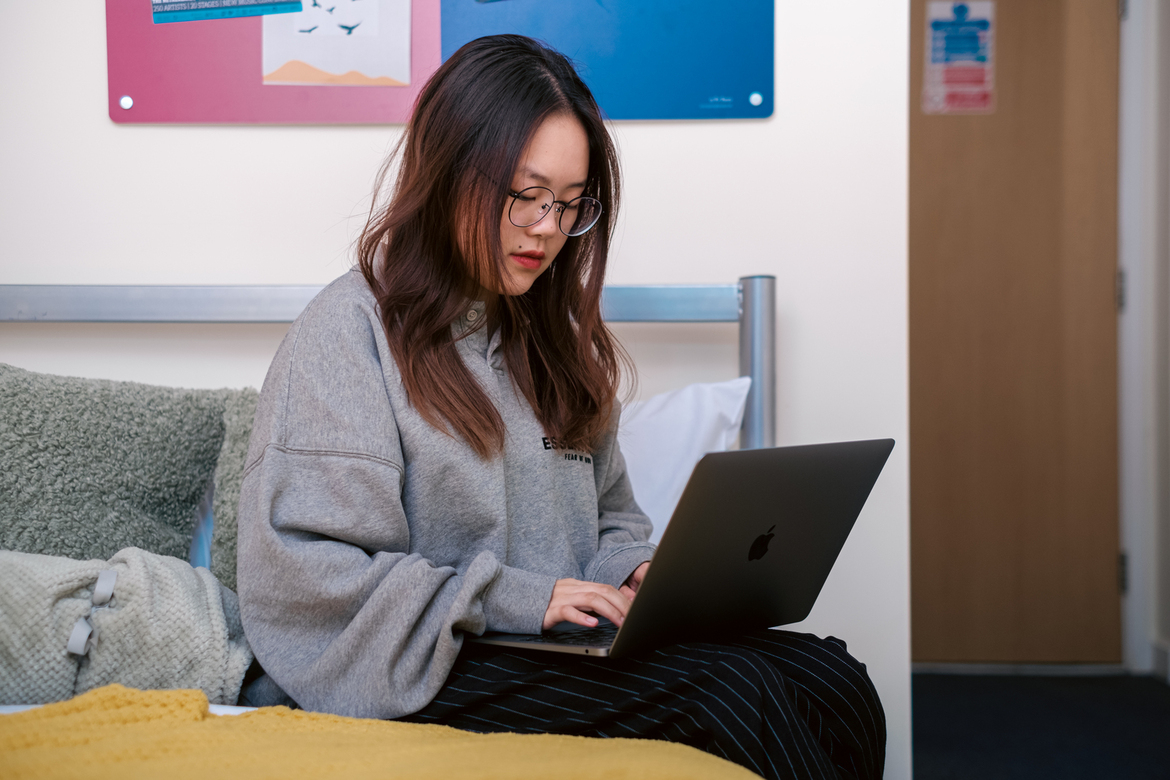 Female student on laptop