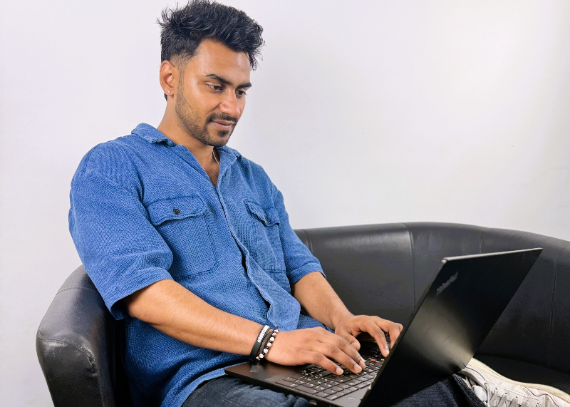 Business student on laptop