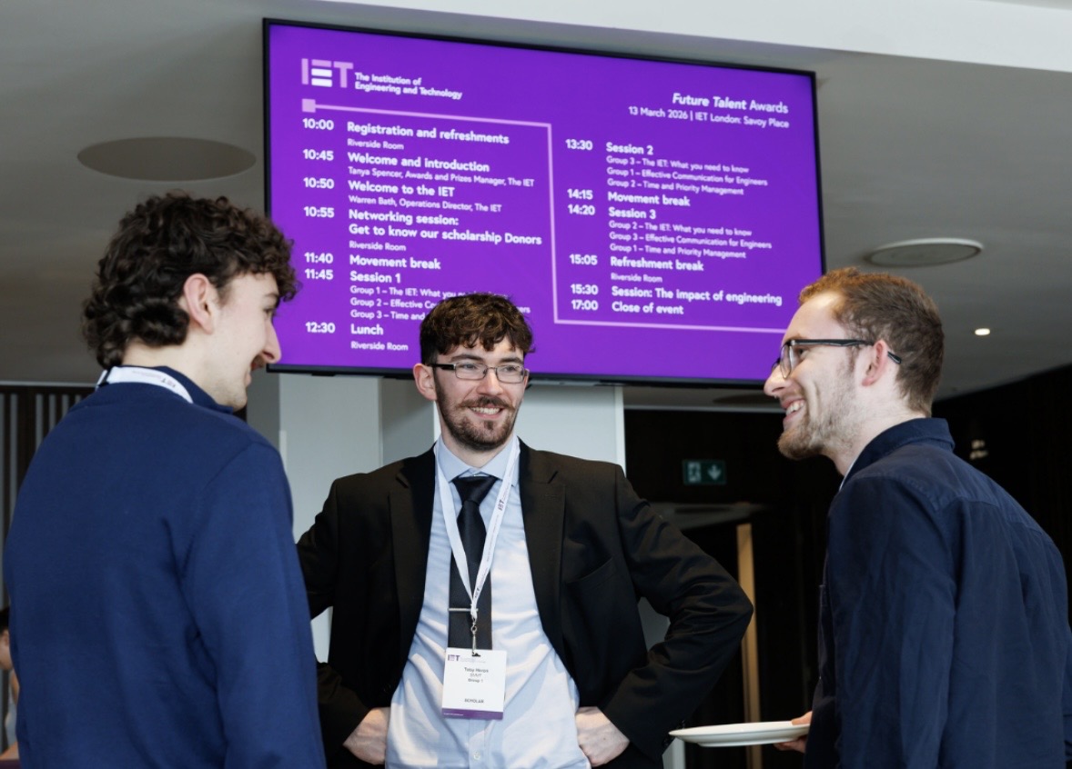 Engineering student at a professional event