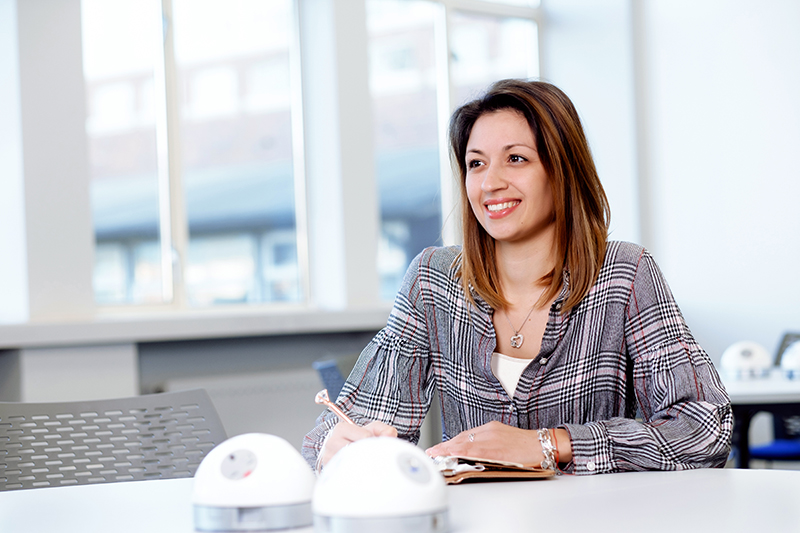 Business student sitting at a desk