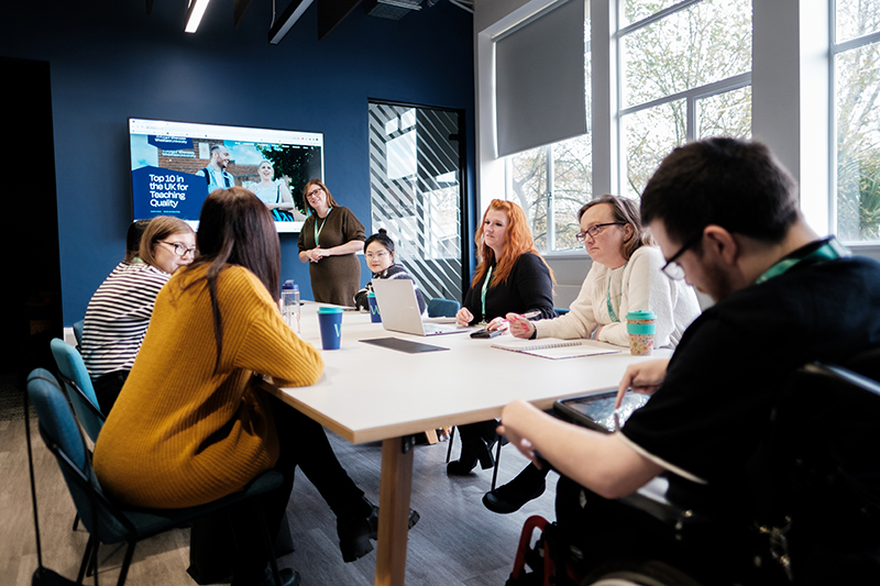 Business students having a meeting