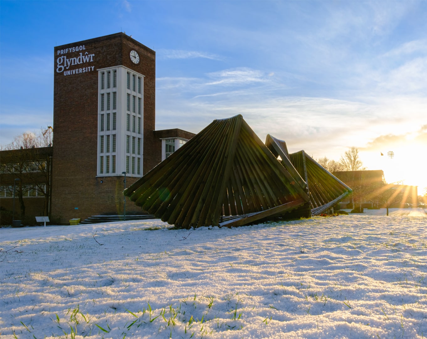 campus covered in snow