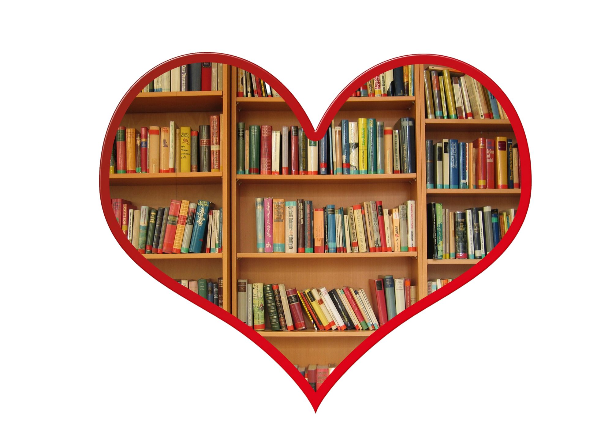 Loveheart over books