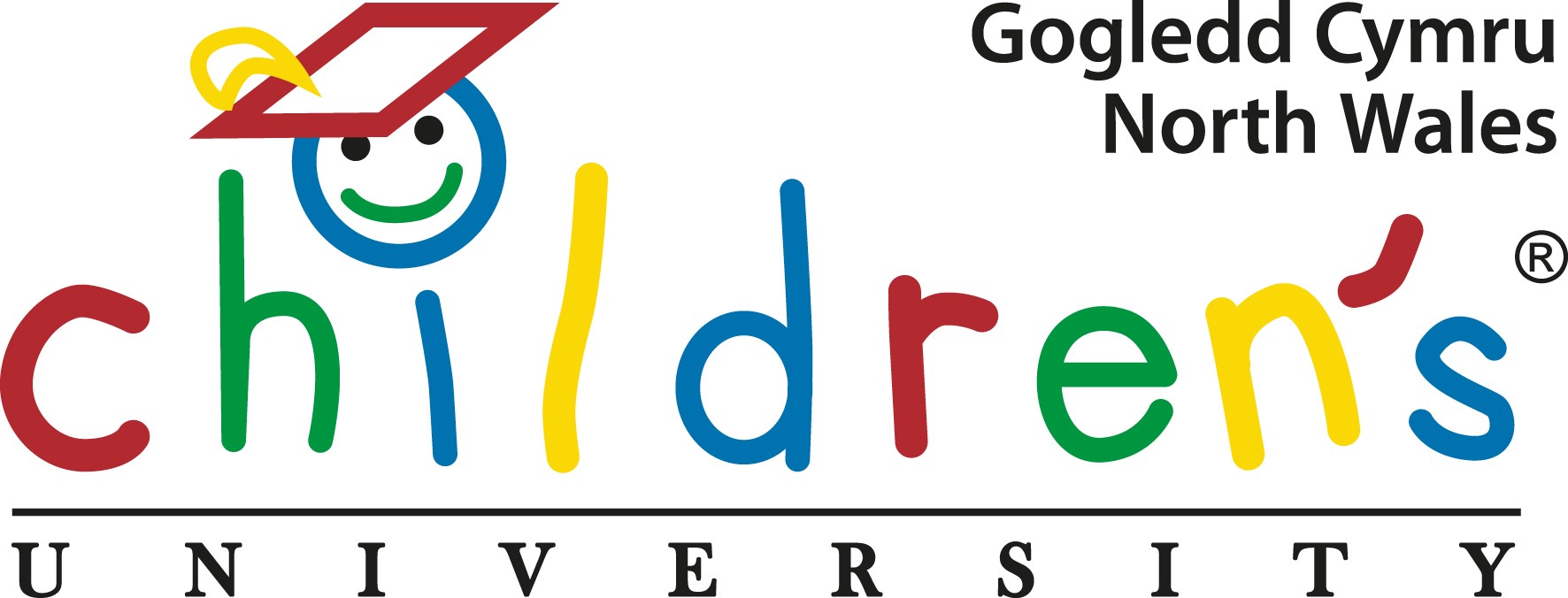 Logo for North Wales Children's University with smiley face