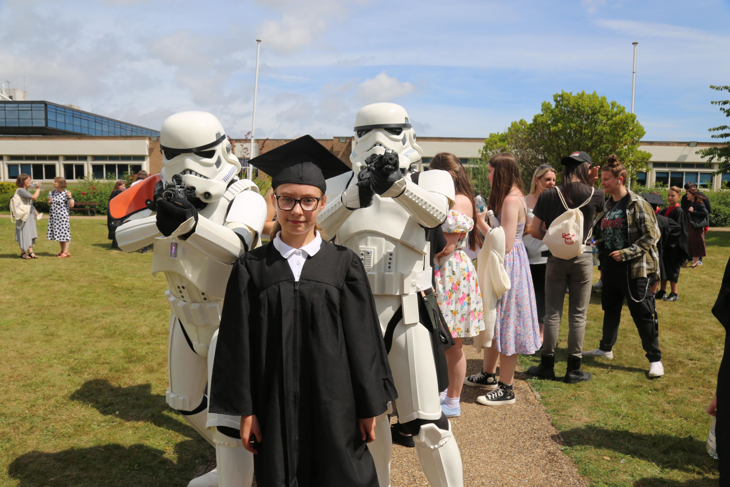 Cosplayer and young person graduating