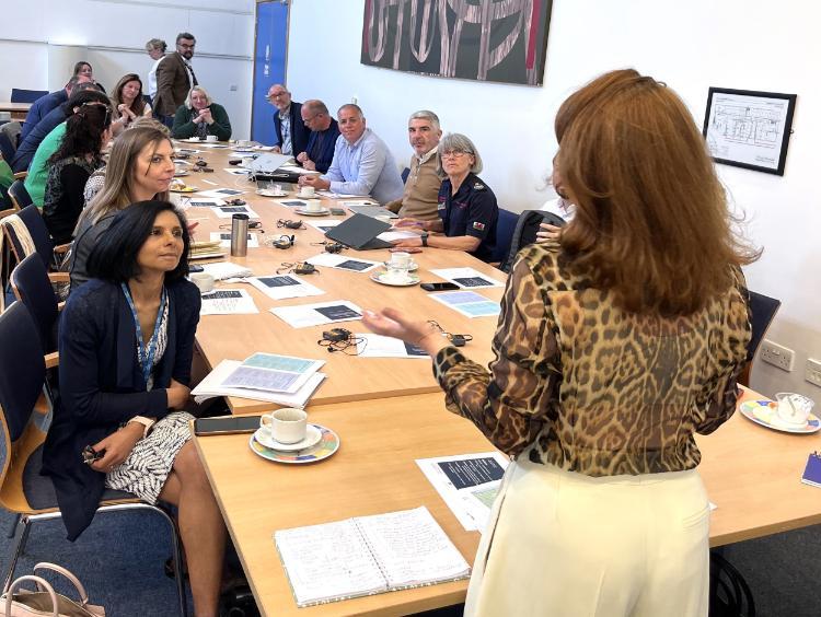 Head of Public Policy and Engagement's Nina Ruddle speaking to a group of changemakers and members of the North Wales Civic Engagement Partnership during a meeting.