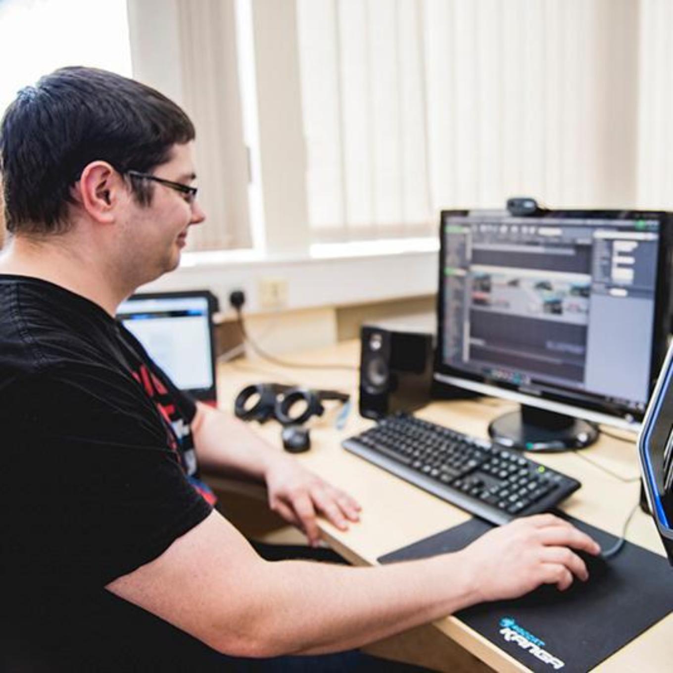 Student on computer