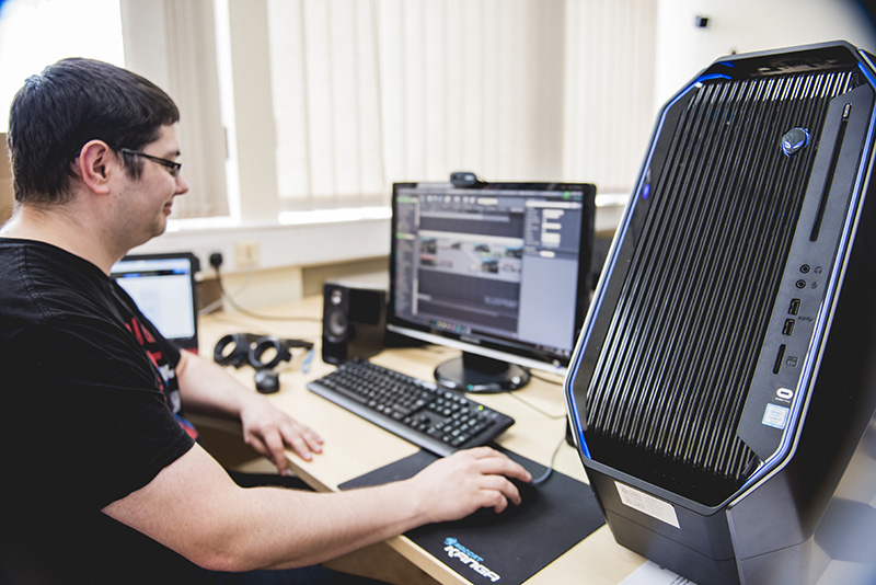 Student on computer