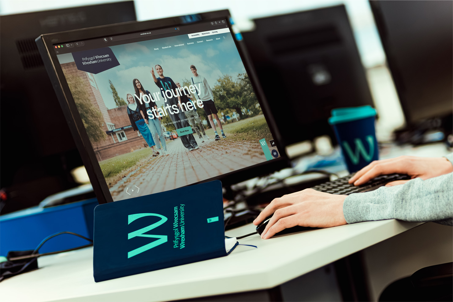 Student using a computer