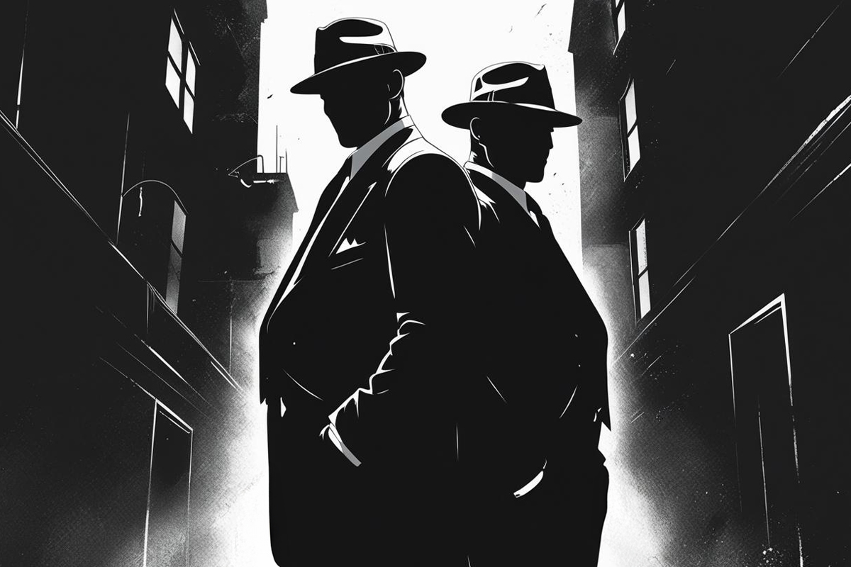 an illustration of two gangsters