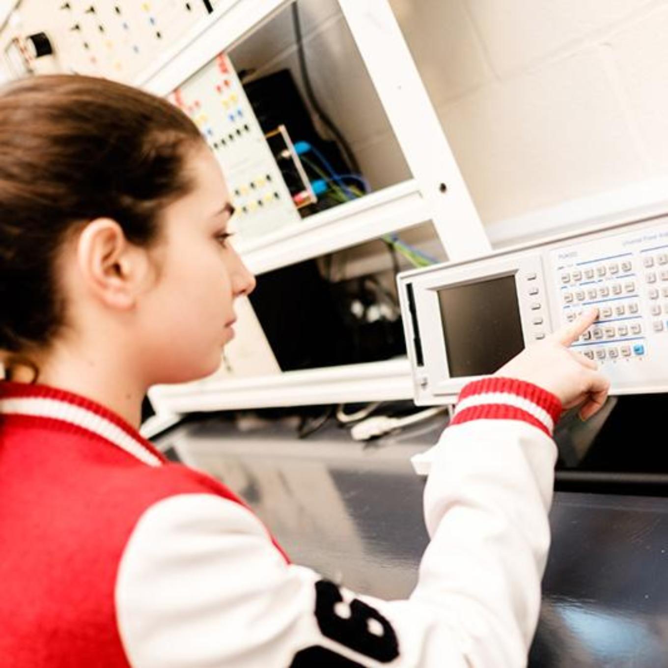 Student in engineering lab