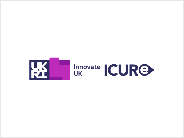 Logos of UKRI, Innovate UK, and ICURE on a white background.