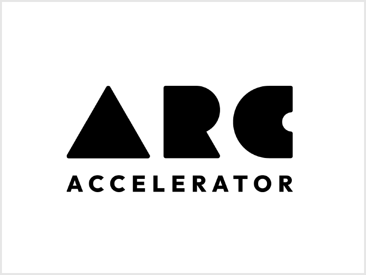 Logo with stylized letters 'ARC' above the word 'ACCELERATOR', with a geometric design.