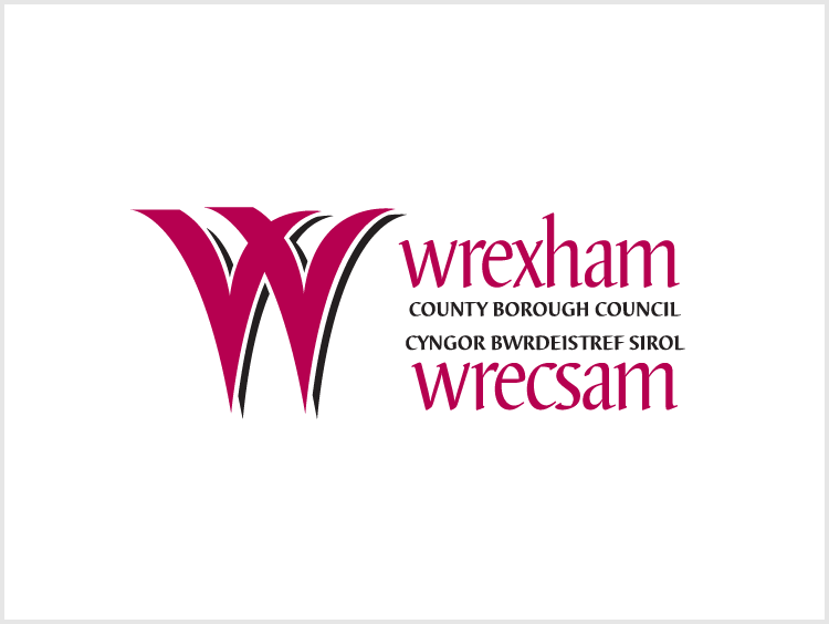 Logo of Wrexham County Borough Council with stylized 'W' and text in English and Welsh.