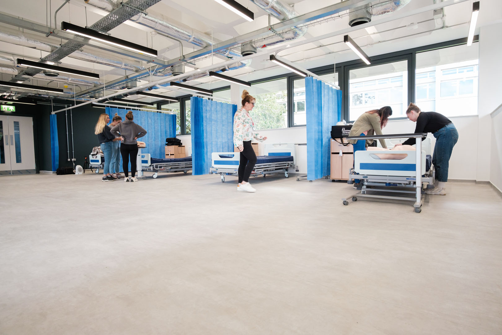 Students using Wrexham university healthcare ward facilities