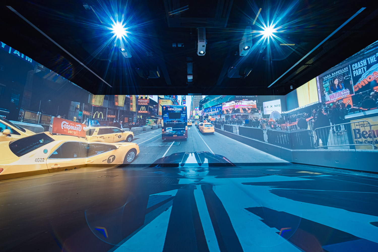 Projection of a car scene in the Immersive Suite