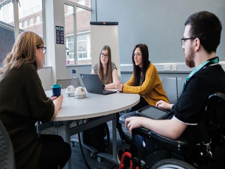 Students in a teaching space