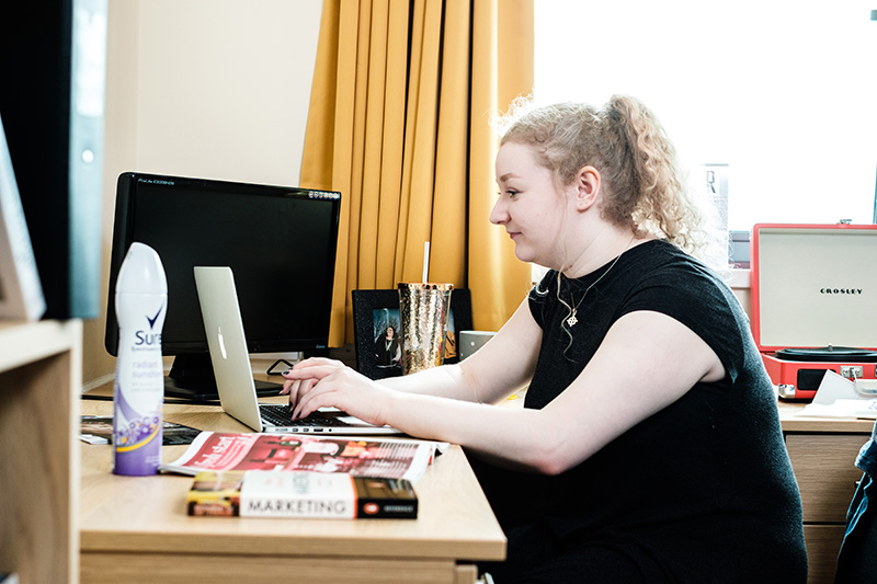 Student working on laptop