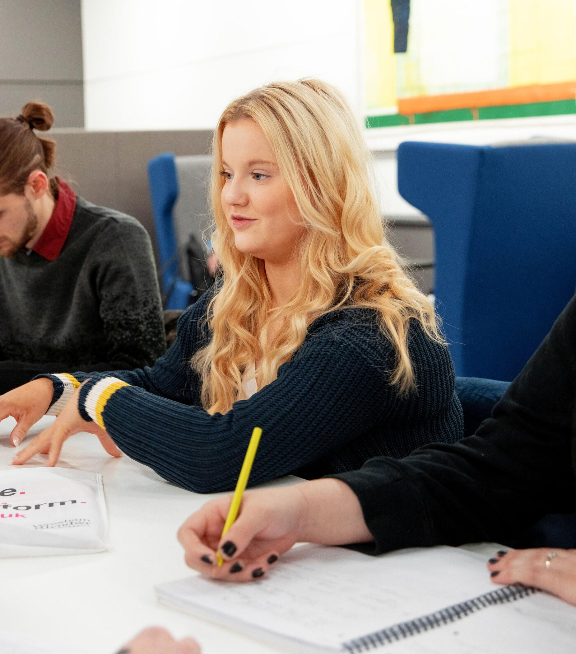 Student Ellie McHale studying