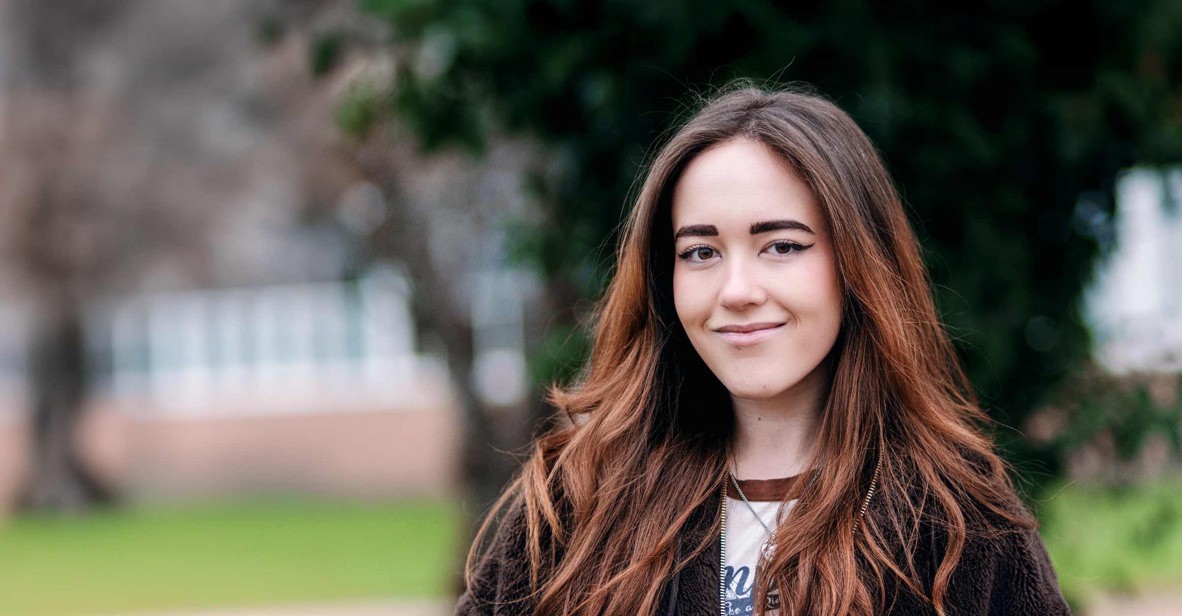 Undergraduate student Scarlett on campus