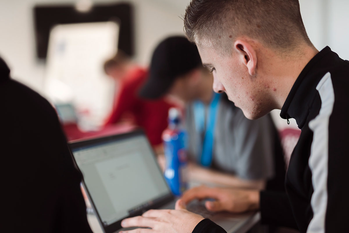 A student on a laptop