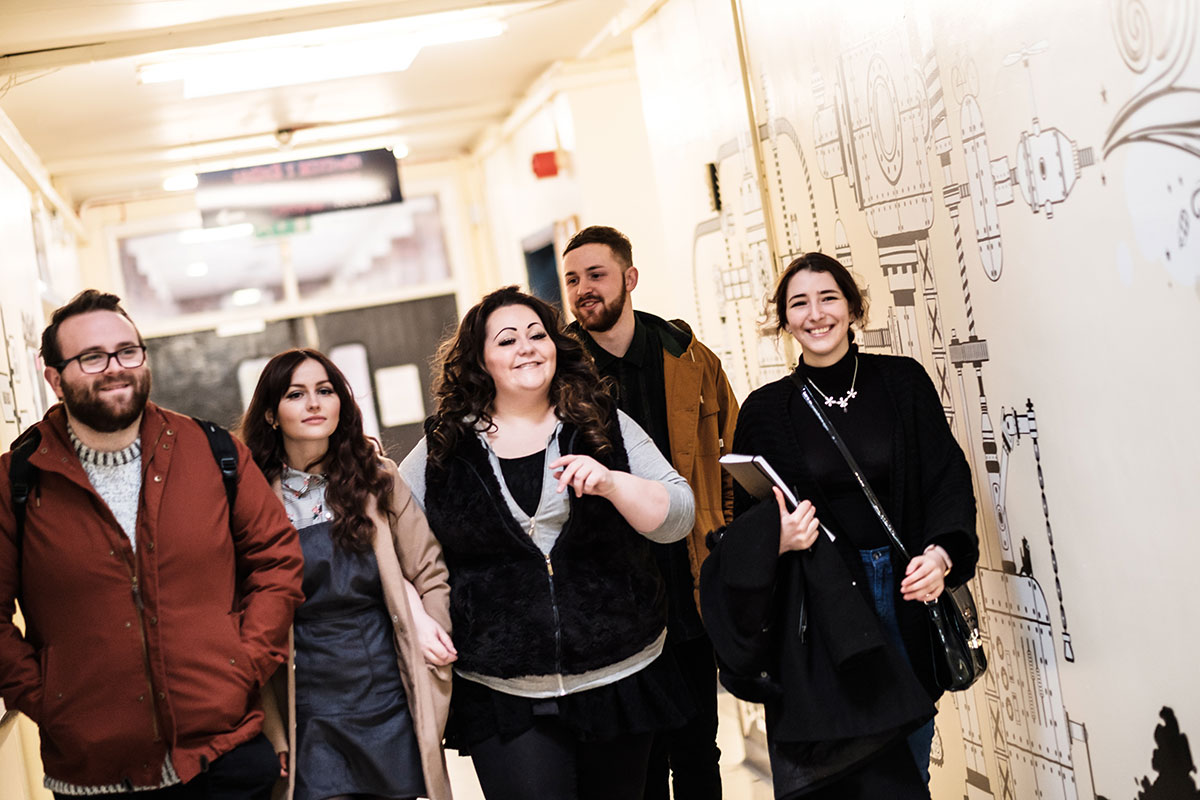 Students walking in the students' union