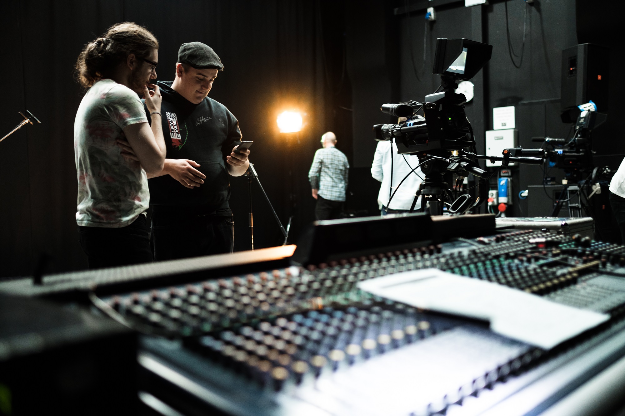 Students in the TV production studio