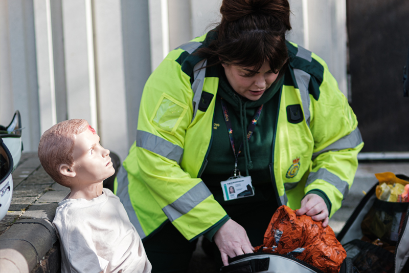 Emergency services looking after injured person