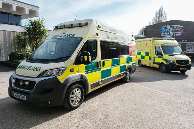 Two ambulances on campus