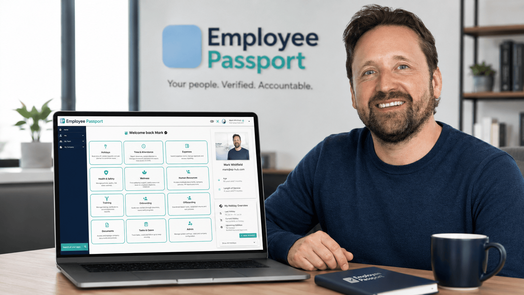 Mark Whitfield showing the Employee Passport