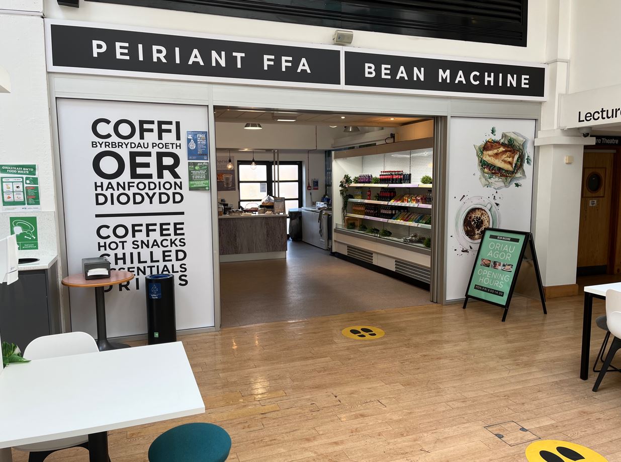 A kiosk area with snacks and drinks