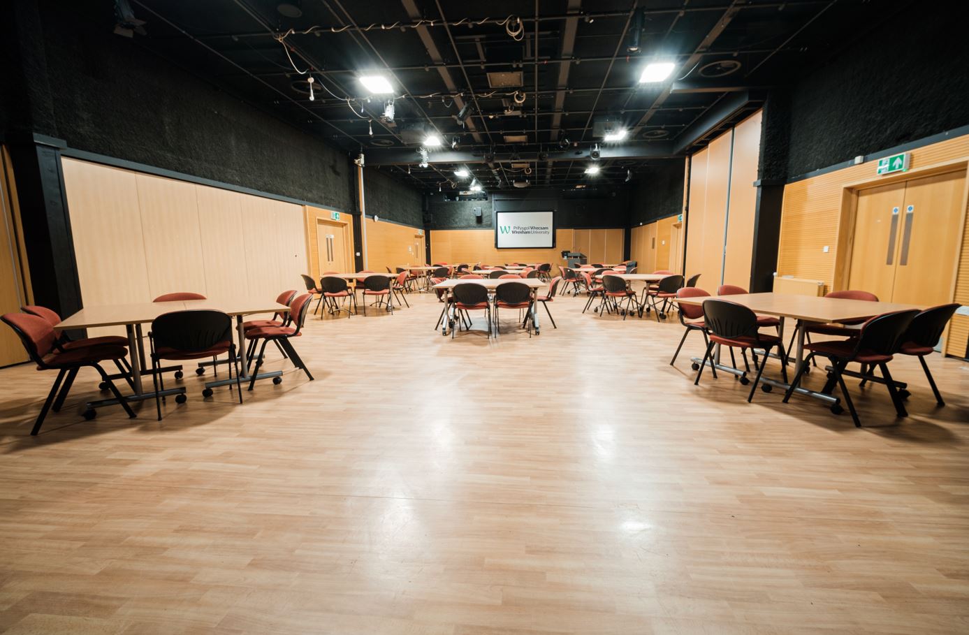 Tables and chairs in a cabaret layout