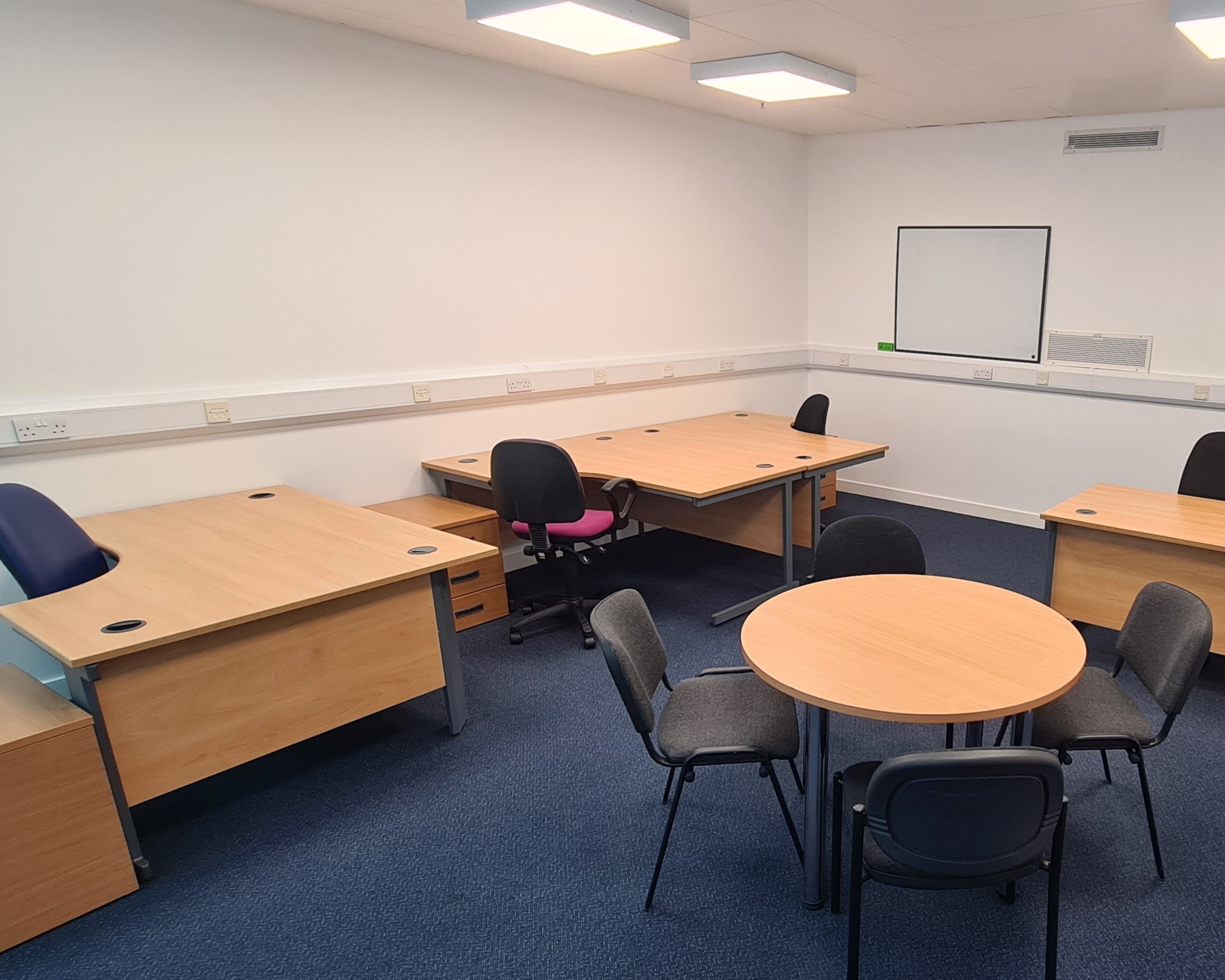 Tables and chairs in an office