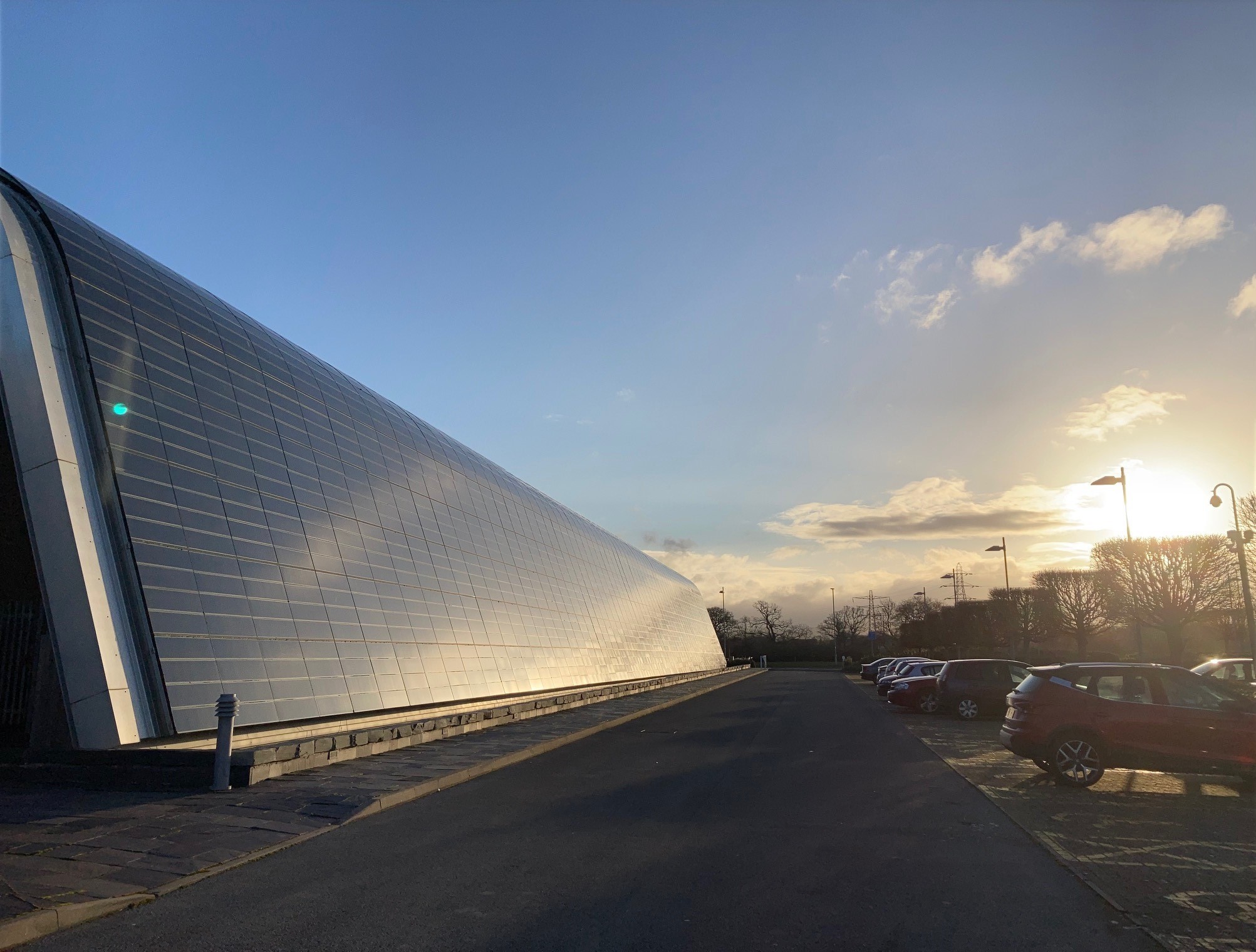 A building at sunset