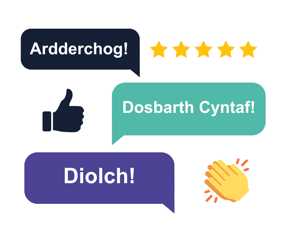 Speech bubbles containing greetings and emojis