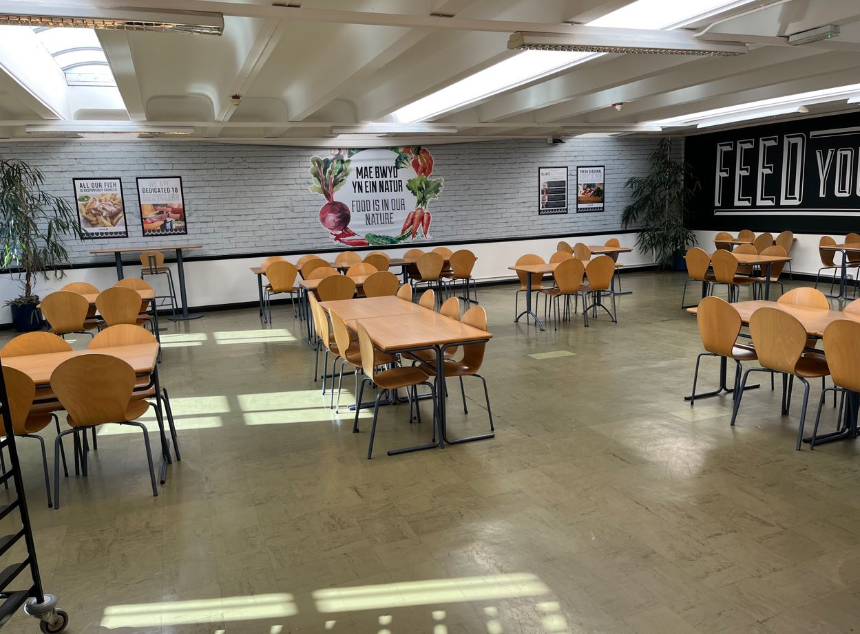 Tables and chairs in a restaurant area