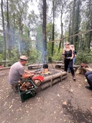 Students around a camp fire
