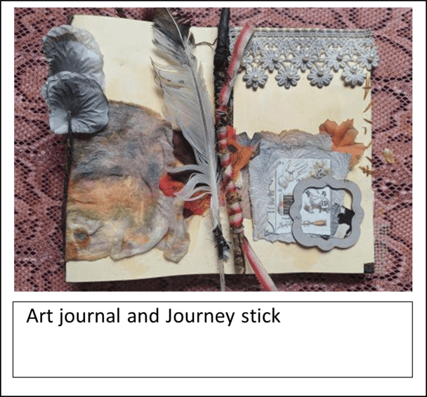 Art journal with journey stick in