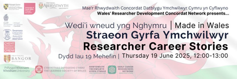 Welsh Dragon in the background with event details in black in the foreground