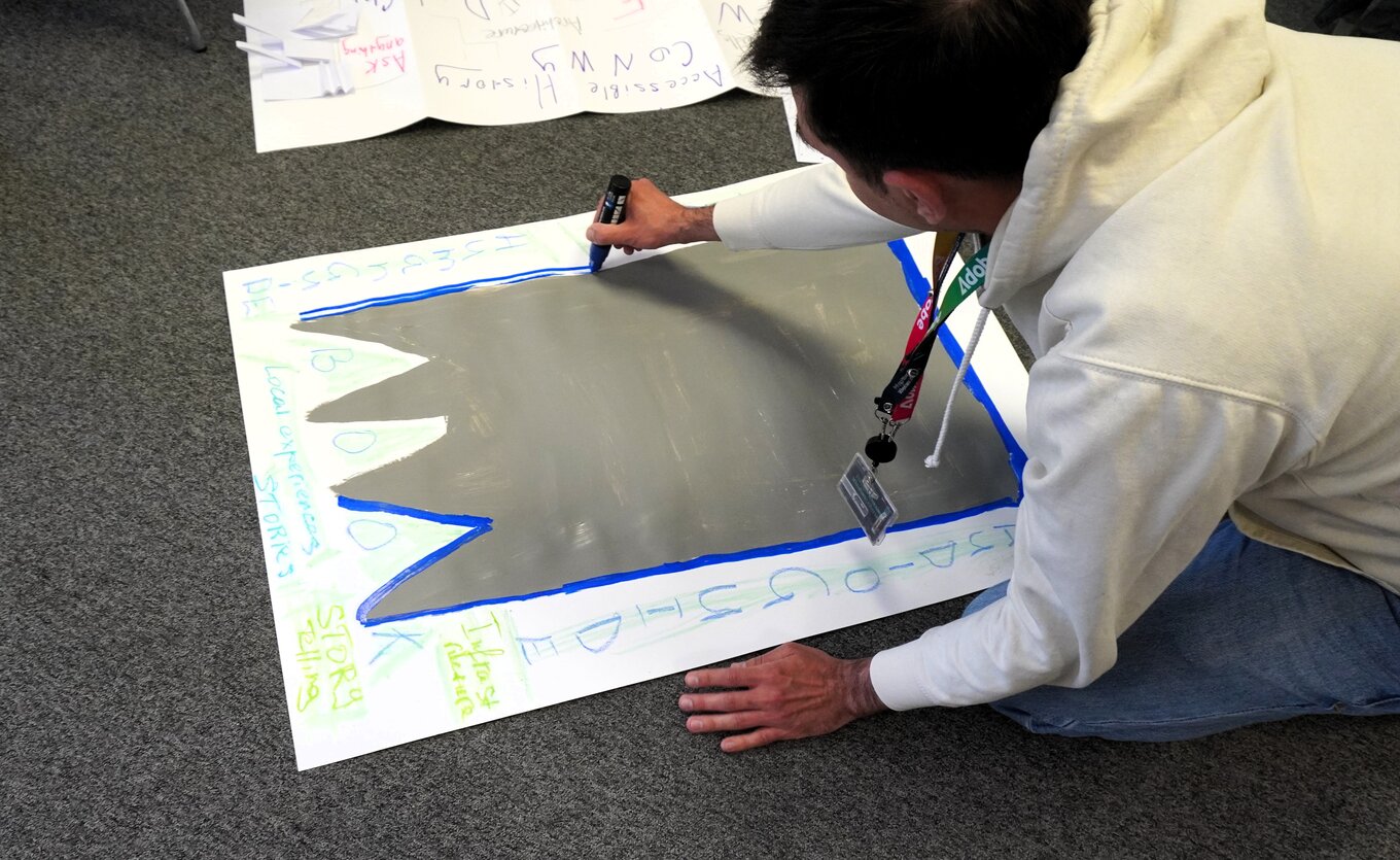a student painting a castle