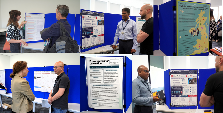 some of the posters with the academics presenting and chatting to people