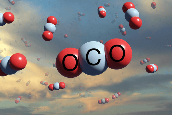 3 balloons in the sky representing Co2