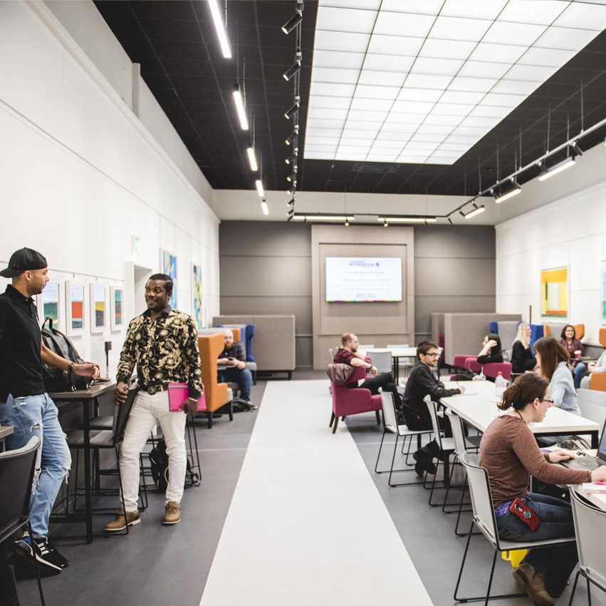 Students in communal space