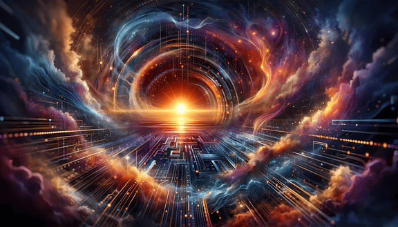 AI generated image of sun halo in a 'computer' highway