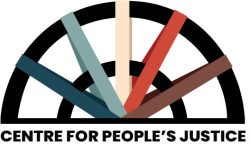 centre for people's justice logo - a half a wheel with colourful spokes