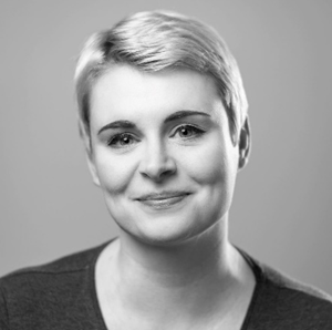 Black and White Headshot of Researcher Grace Thomas