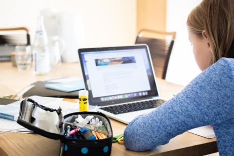 Student working on laptop