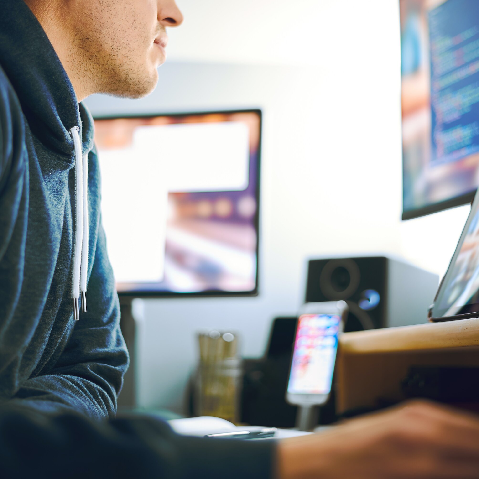 person working in office at desk